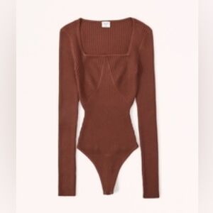A&F Long Sleeve Square Neck Ribbed Bodysuit